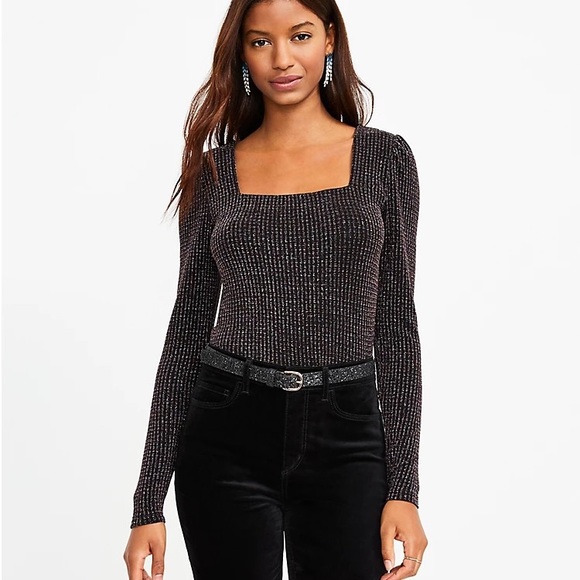 LOFT Shimmer Ribbed Square Neck Top - Picture 4 of 4